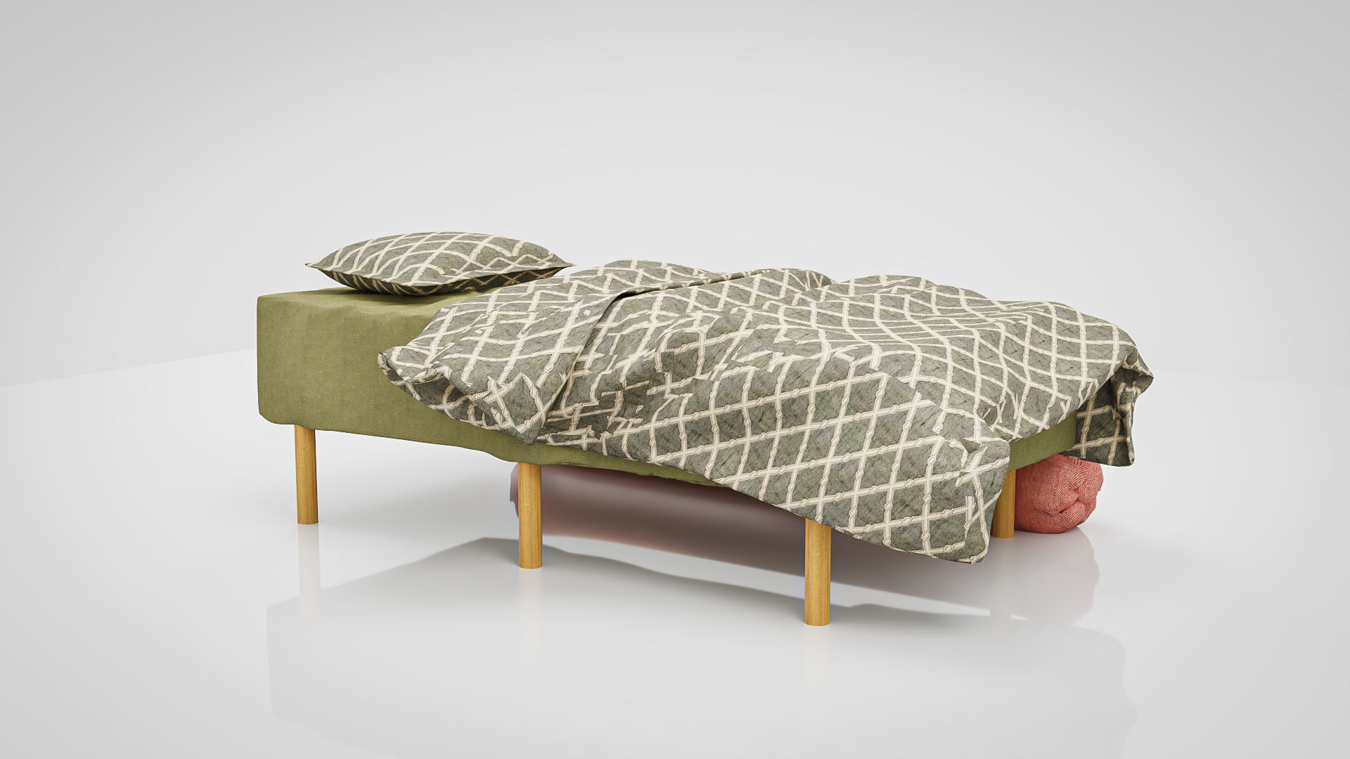 Sofa Athena Makeshift Bed Orange Fabric Free low-poly 3D model_10