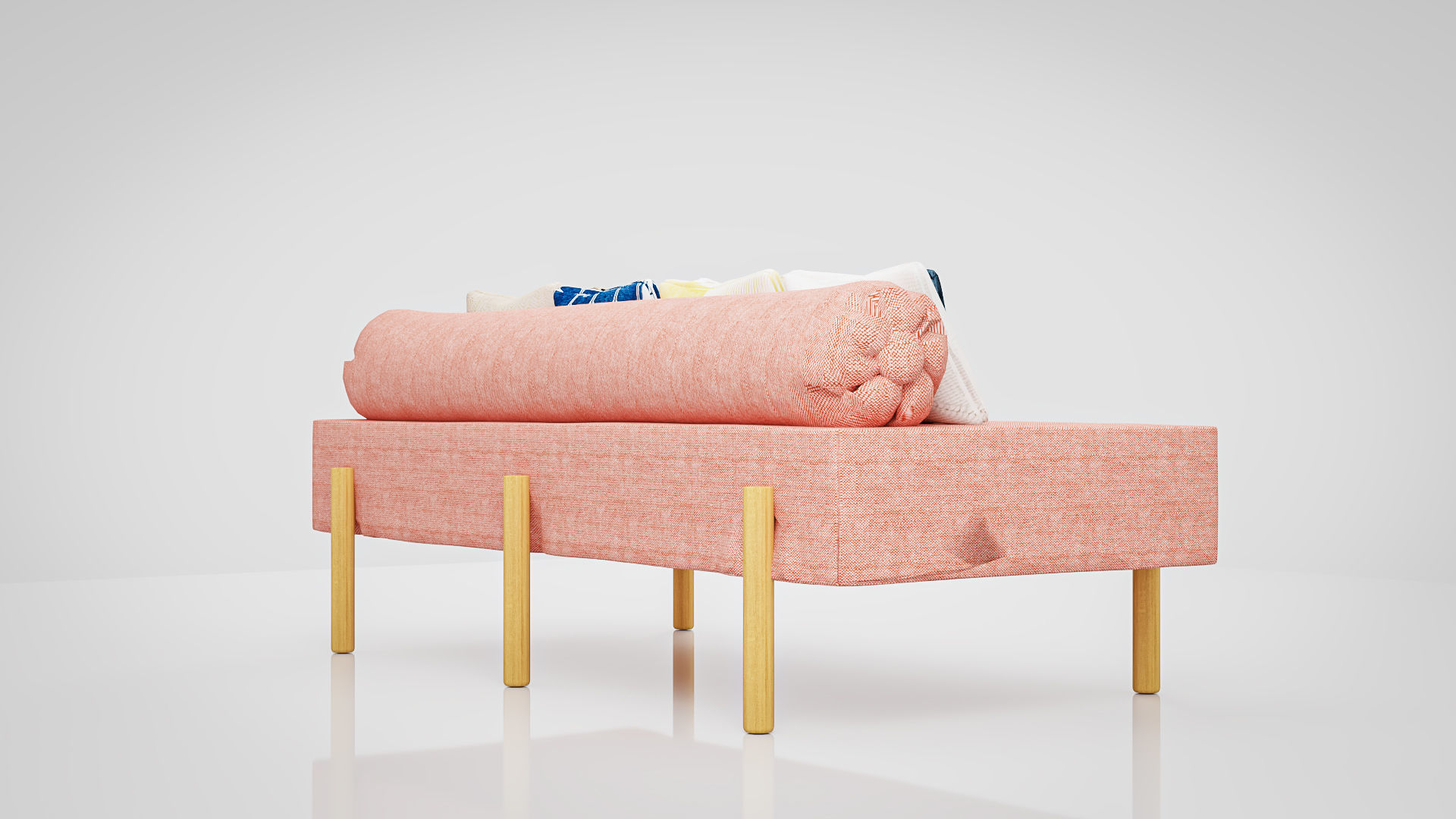 Sofa Athena Makeshift Bed Orange Fabric Free low-poly 3D model_7