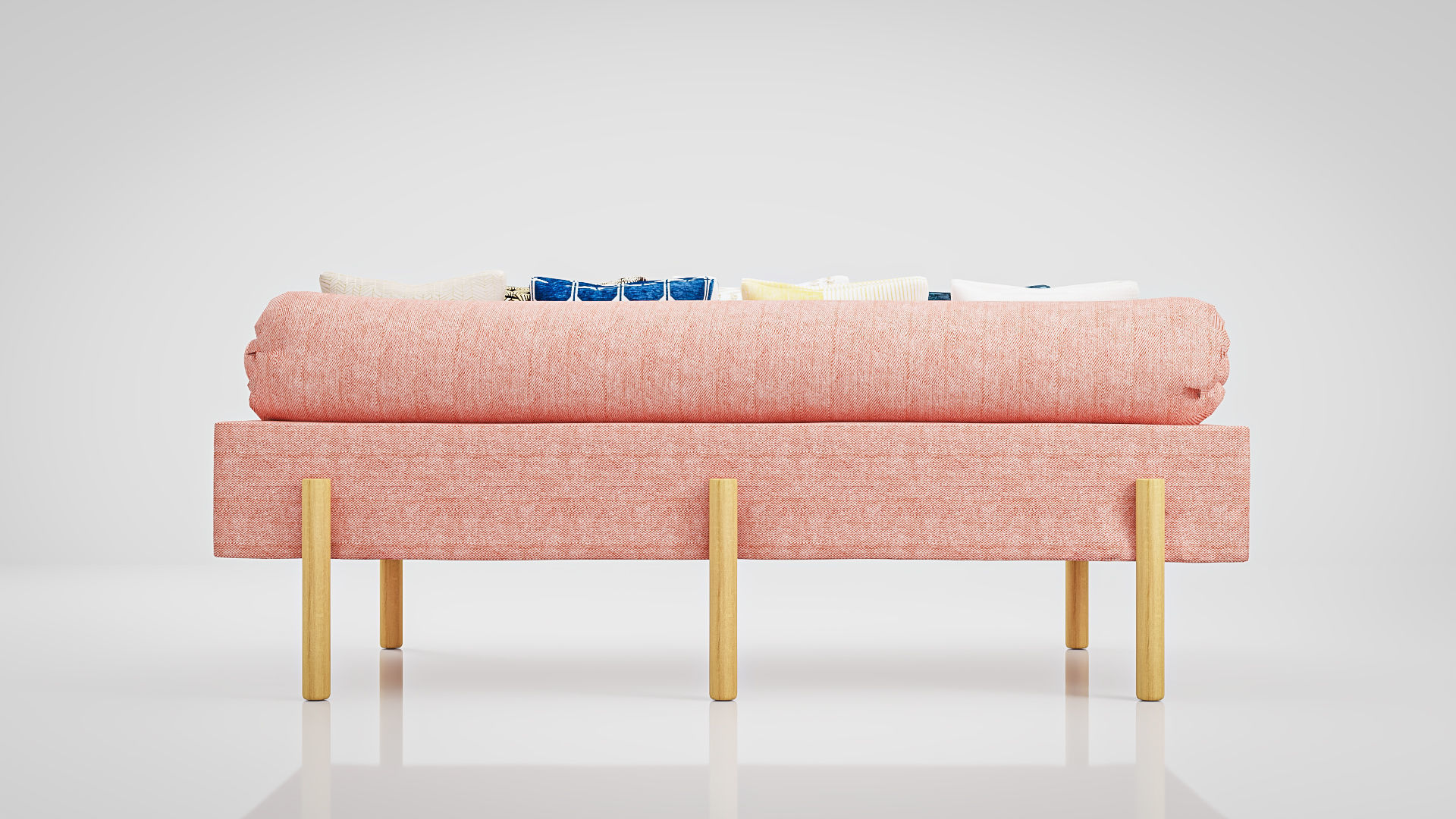 Sofa Athena Makeshift Bed Orange Fabric Free low-poly 3D model_6