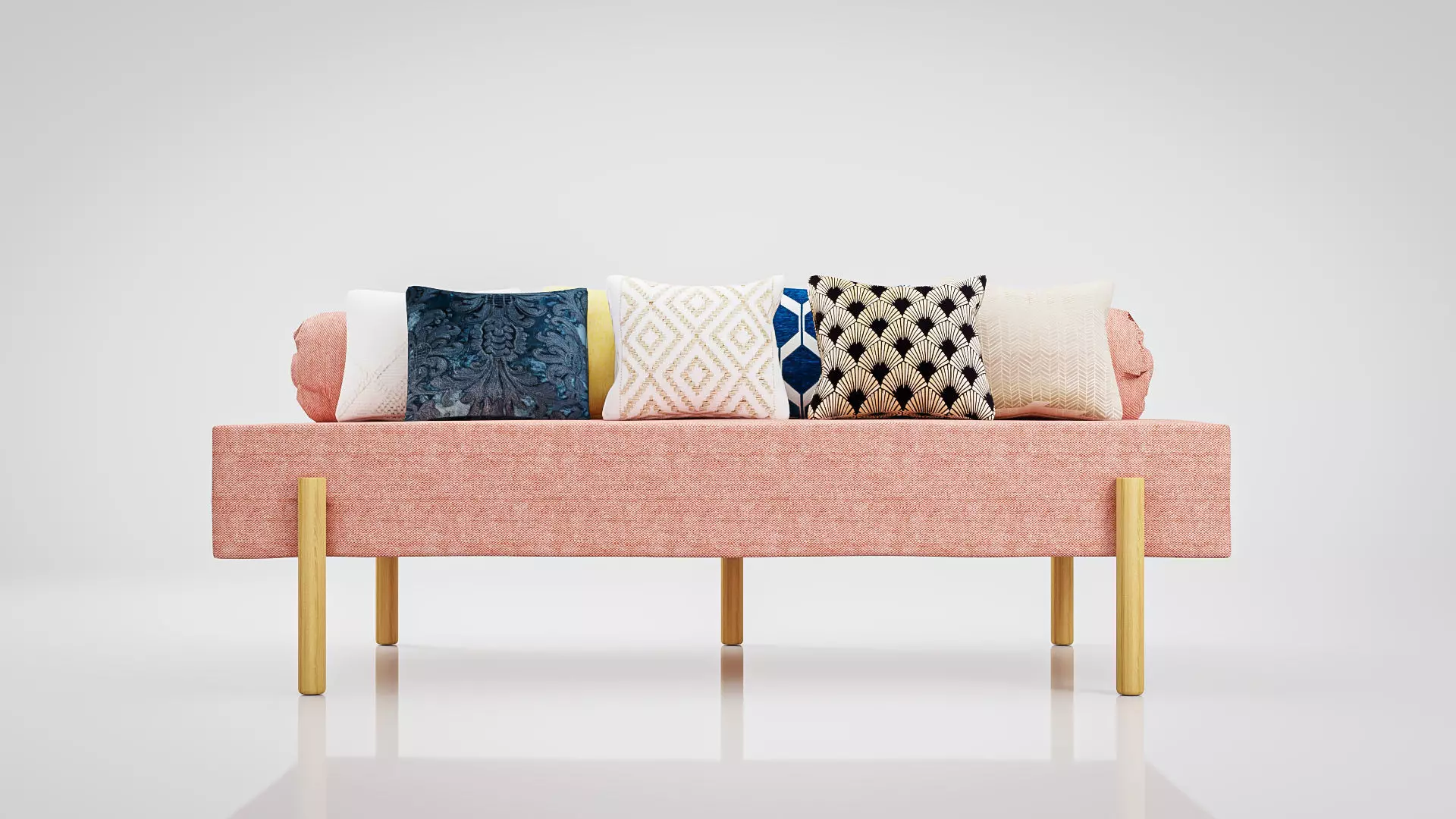 Sofa Athena Makeshift Bed Orange Fabric Free low-poly 3D model_0