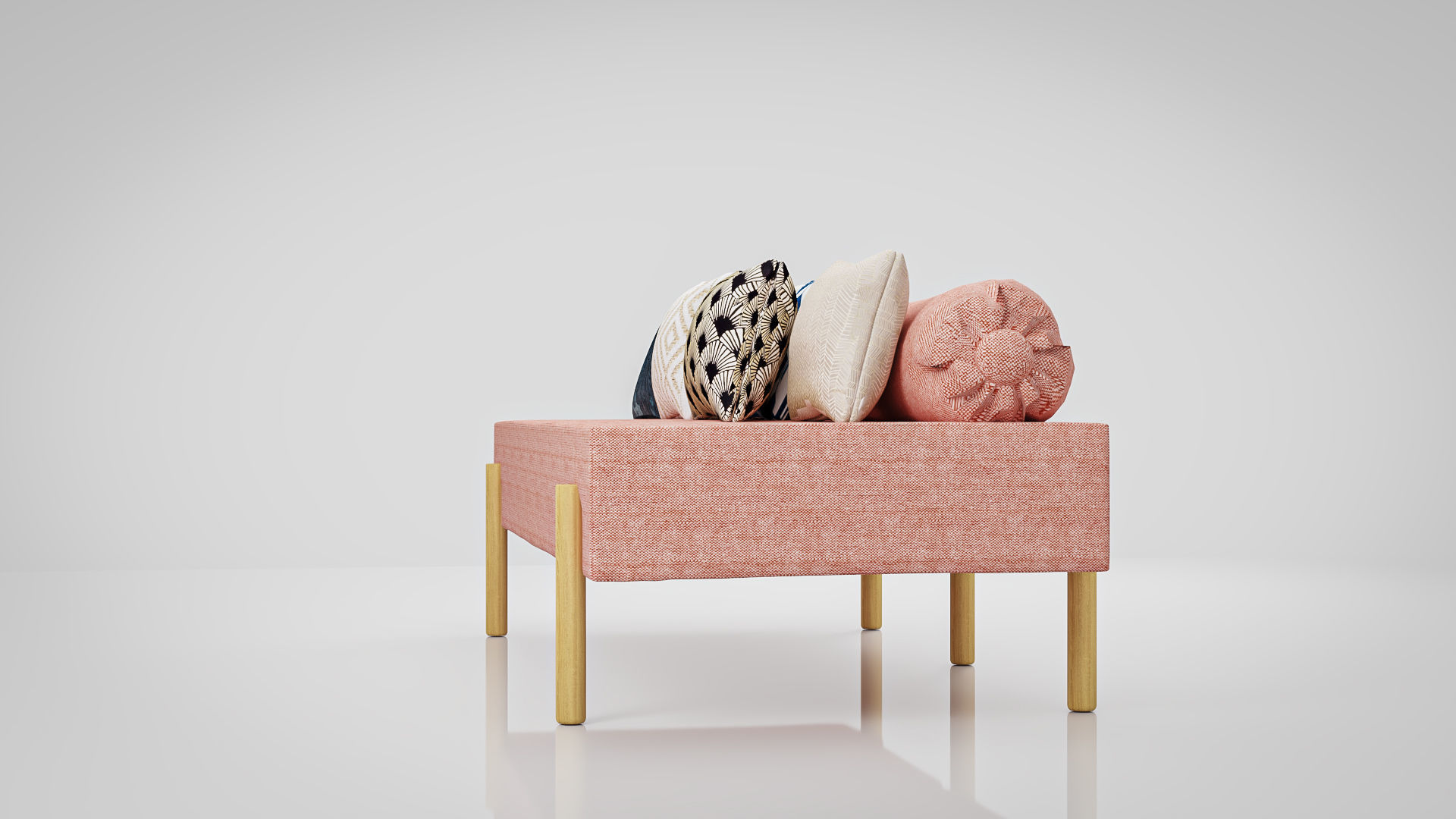 Sofa Athena Makeshift Bed Orange Fabric Free low-poly 3D model_4