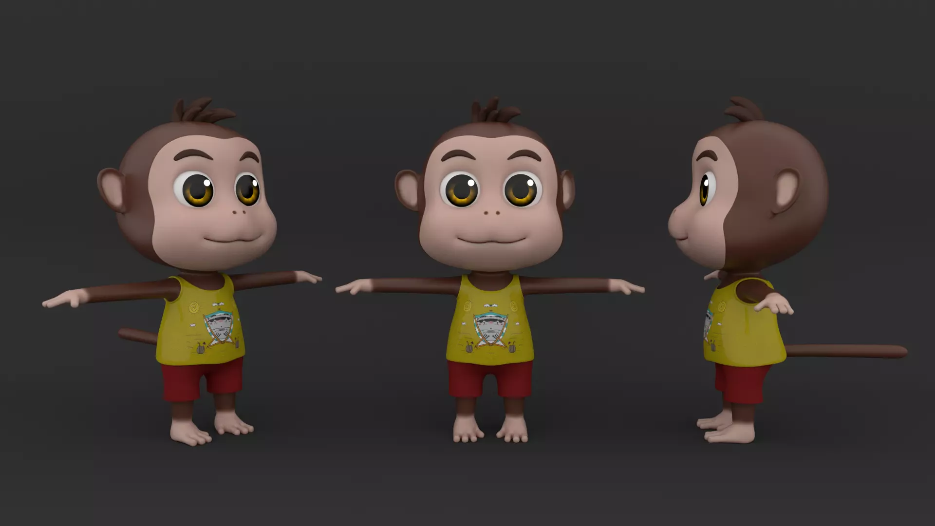 Monkey cartoon Low-poly 3D model