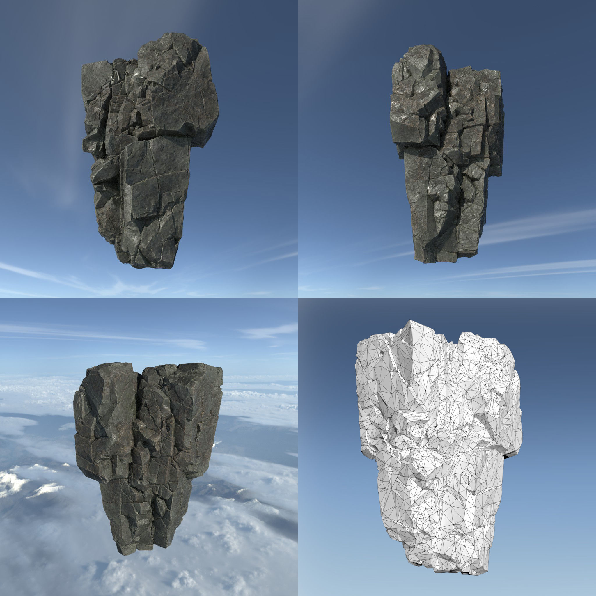 Low poly Floating Island Rock Pack Low-poly 3D model_18