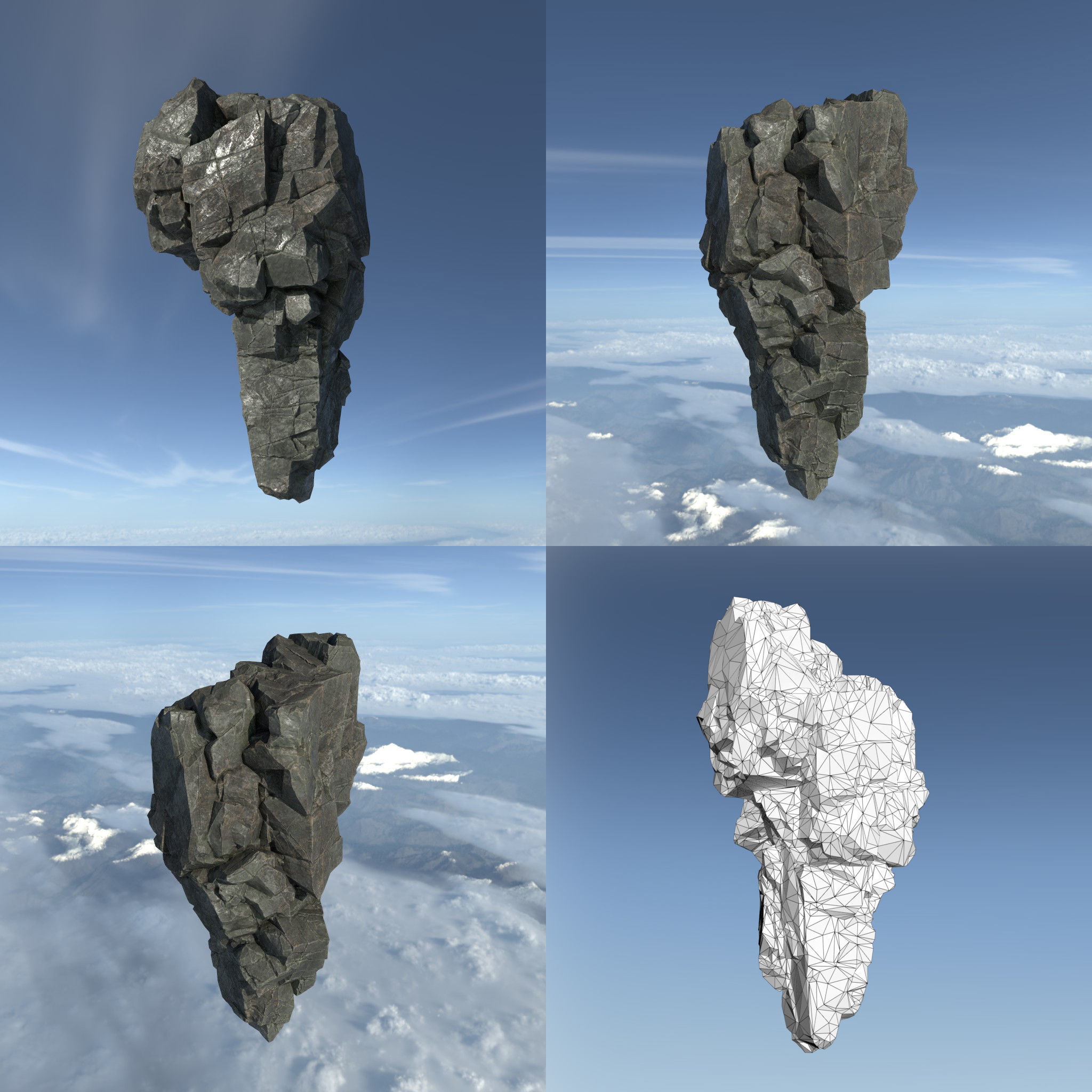 Low poly Floating Island Rock Pack Low-poly 3D model_14