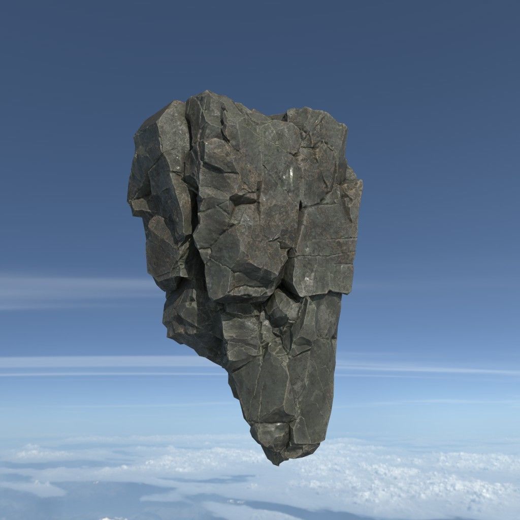 Low poly Floating Island Rock Pack Low-poly 3D model_3