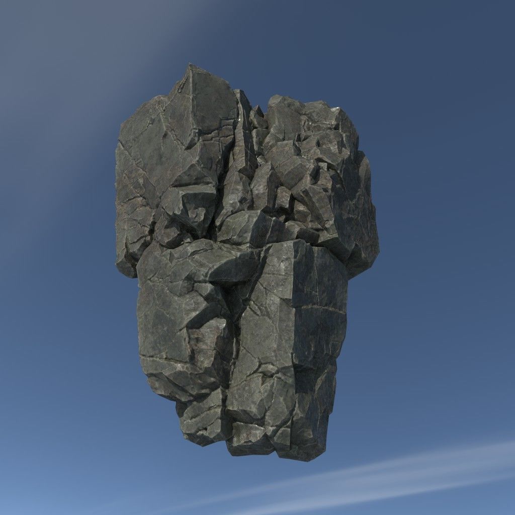 Low poly Floating Island Rock Pack Low-poly 3D model_17