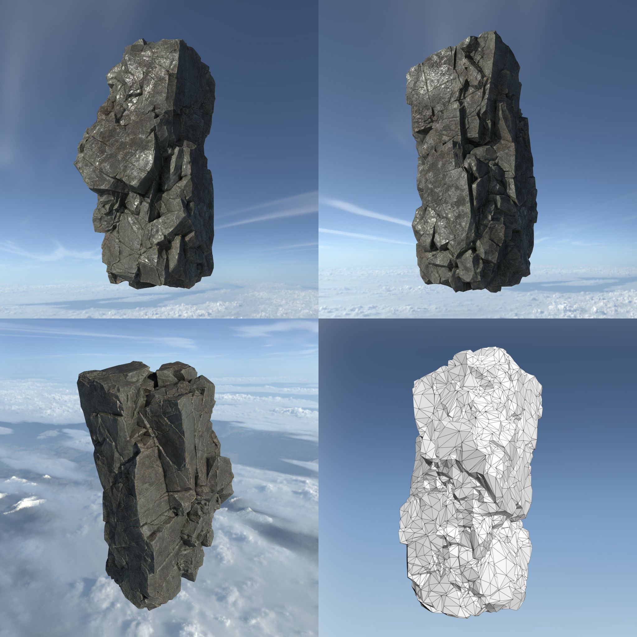 Low poly Floating Island Rock Pack Low-poly 3D model_16