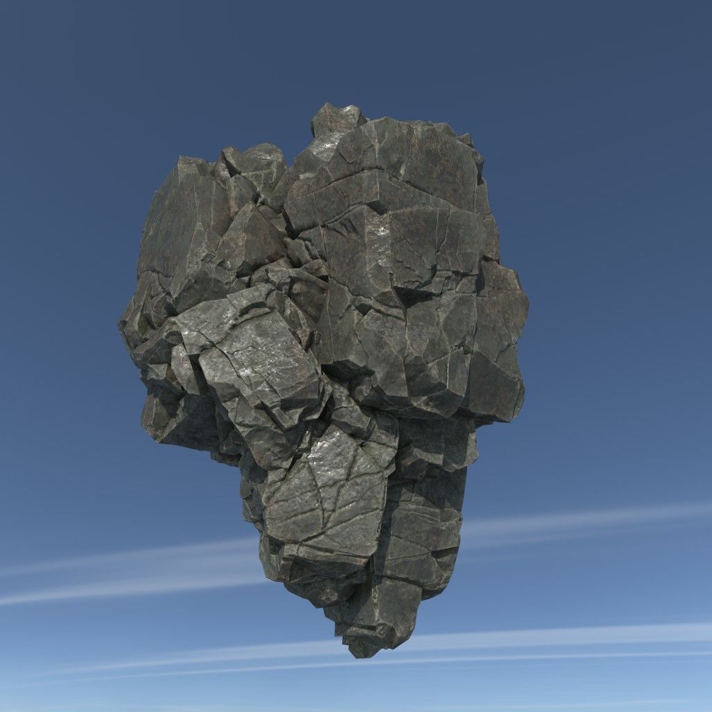 Low poly Floating Island Rock Pack Low-poly 3D model_11