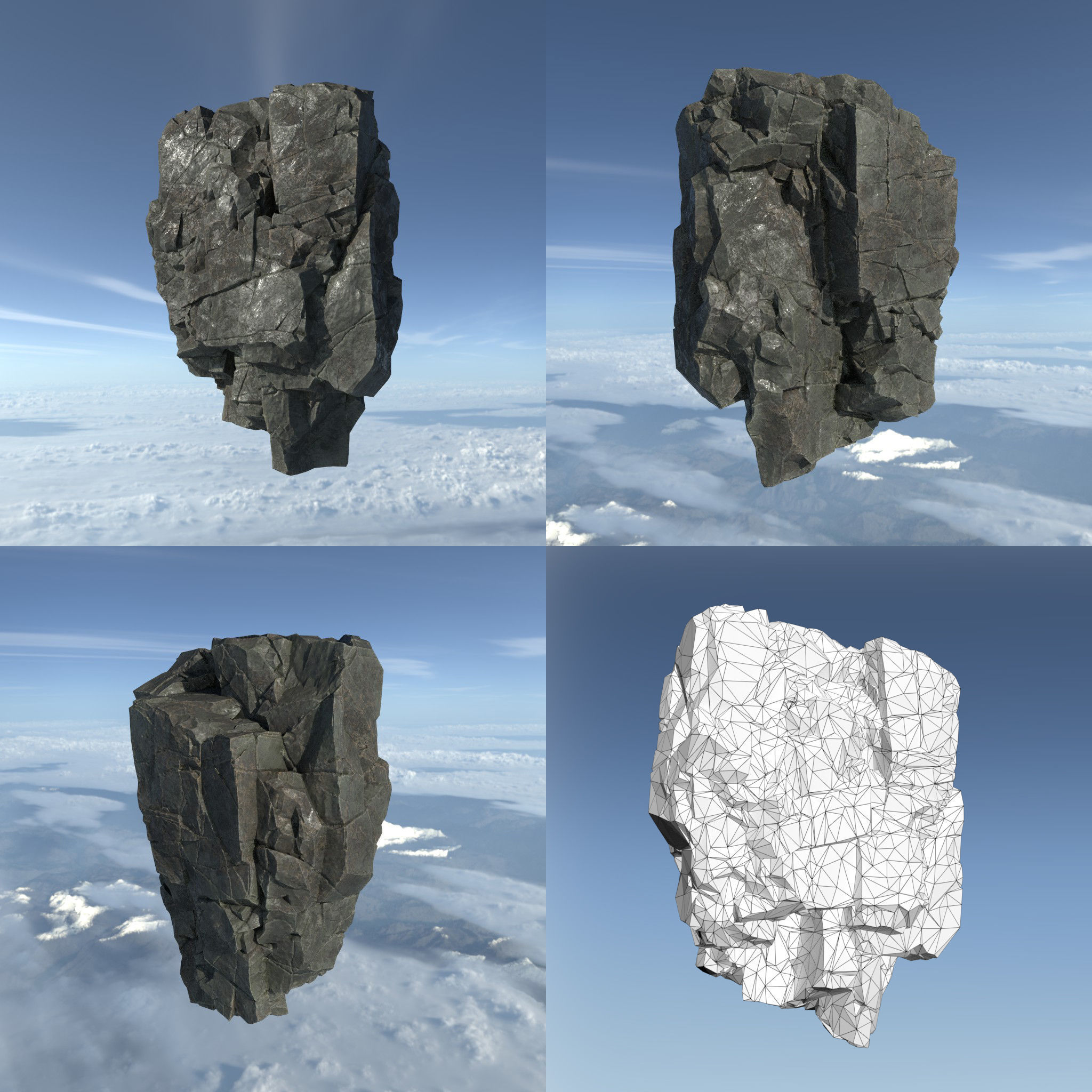 Low poly Floating Island Rock Pack Low-poly 3D model_20