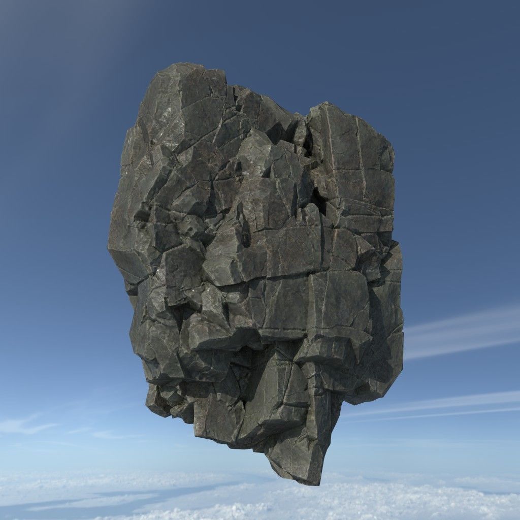 Low poly Floating Island Rock Pack Low-poly 3D model_19