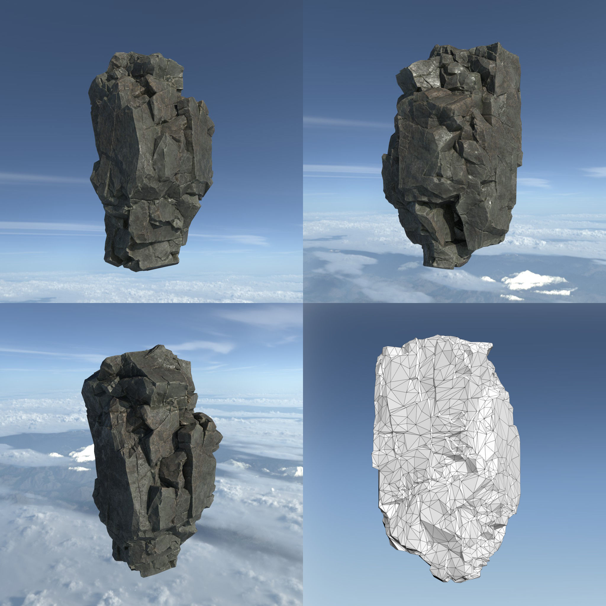 Low poly Floating Island Rock Pack Low-poly 3D model_6