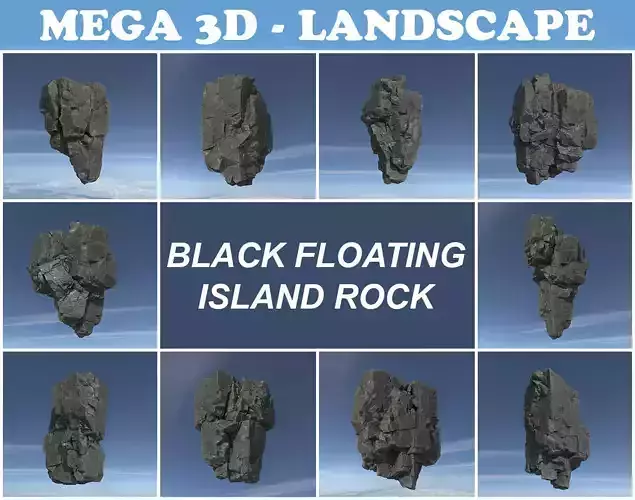 Low poly Floating Island Rock Pack Low-poly 3D model