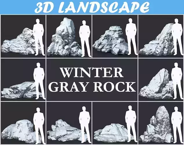 Low poly Snow Rock