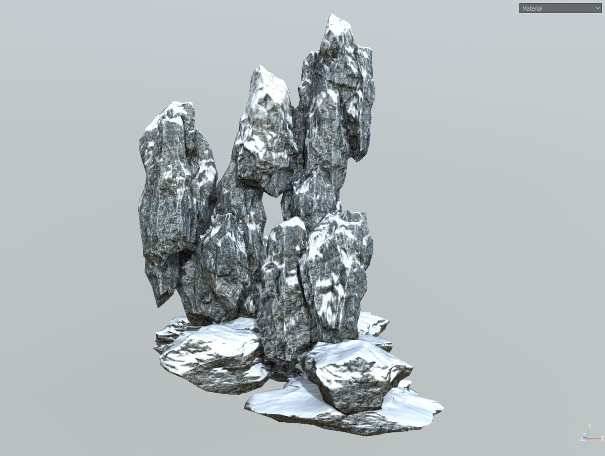Low poly snow big rock formular Low-poly 3D model_2