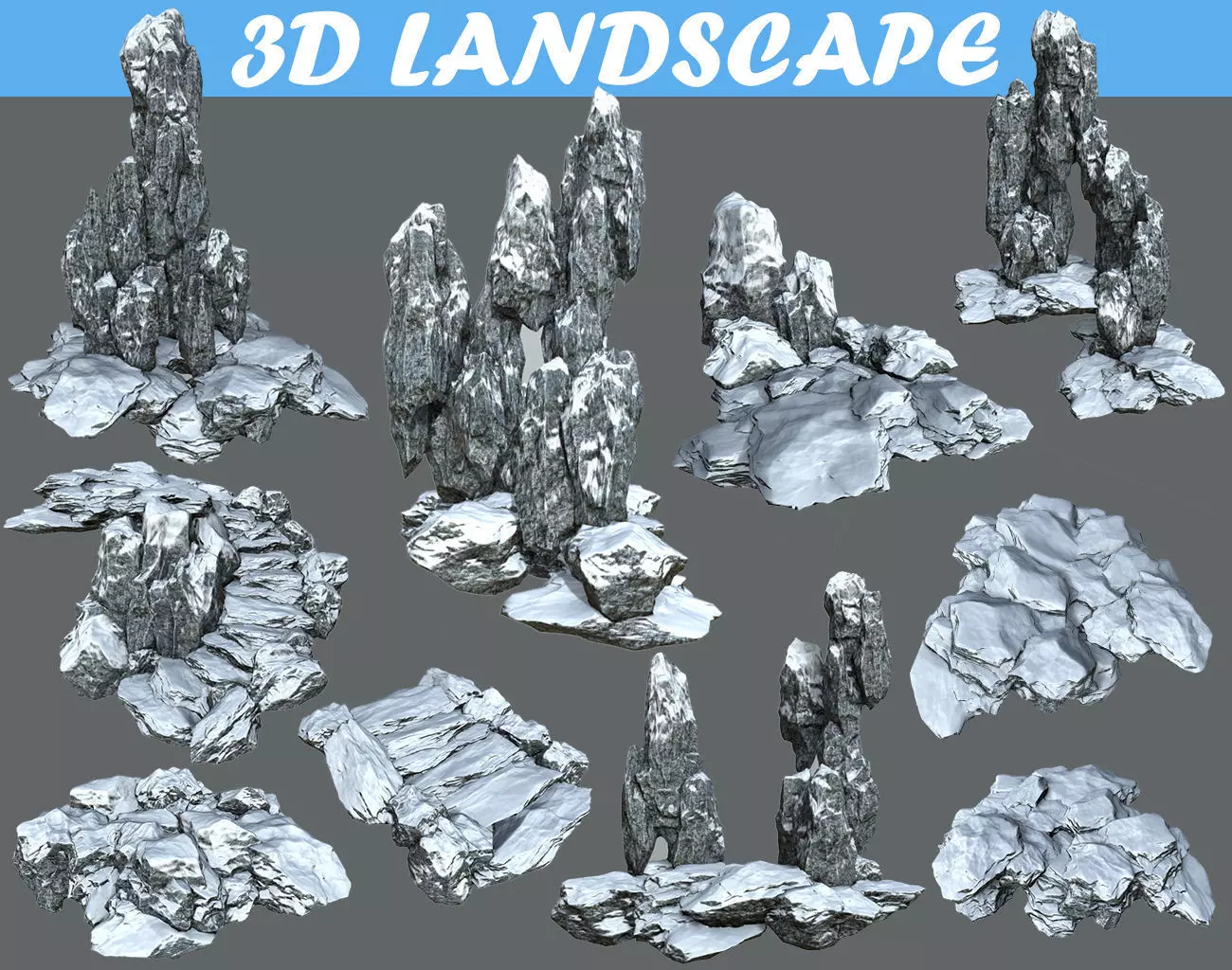 Low poly snow big rock formular Low-poly 3D model_0