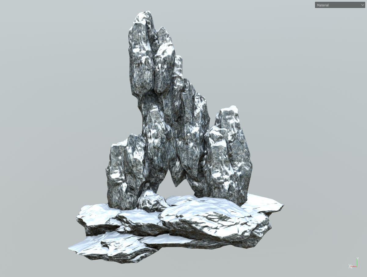 Low poly snow big rock formular Low-poly 3D model_4