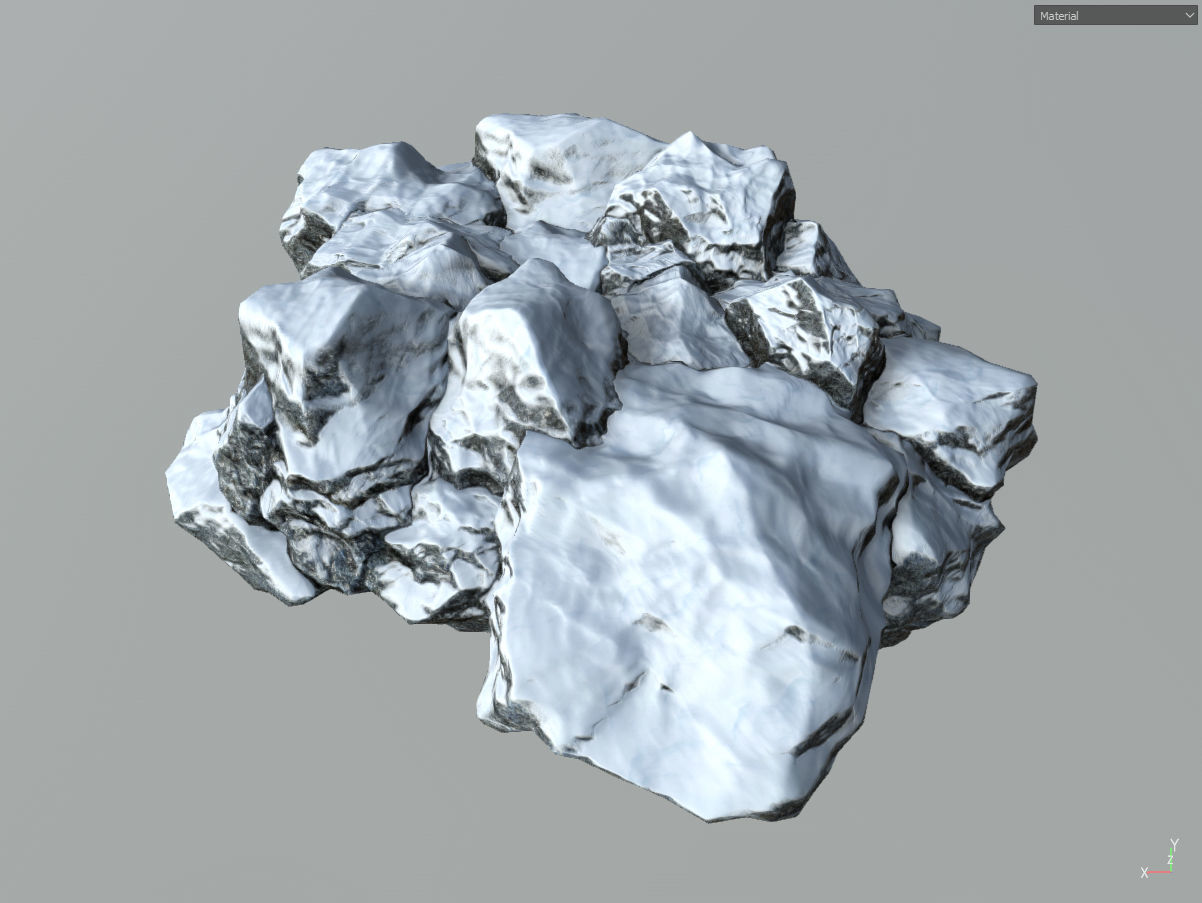 Low poly snow big rock formular Low-poly 3D model_7