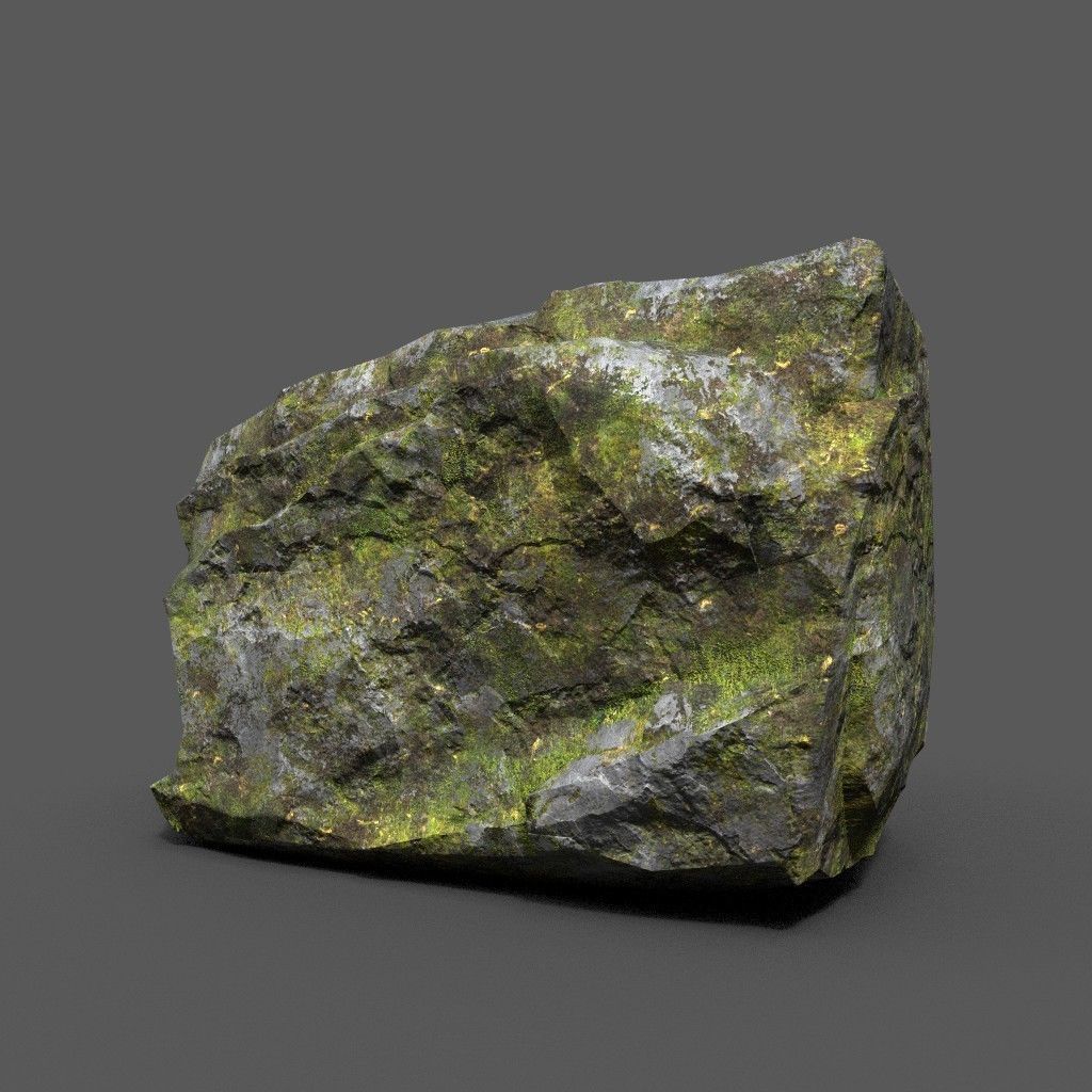 Low poly Sharp Rock Block 191219 Low-poly 3D model_7