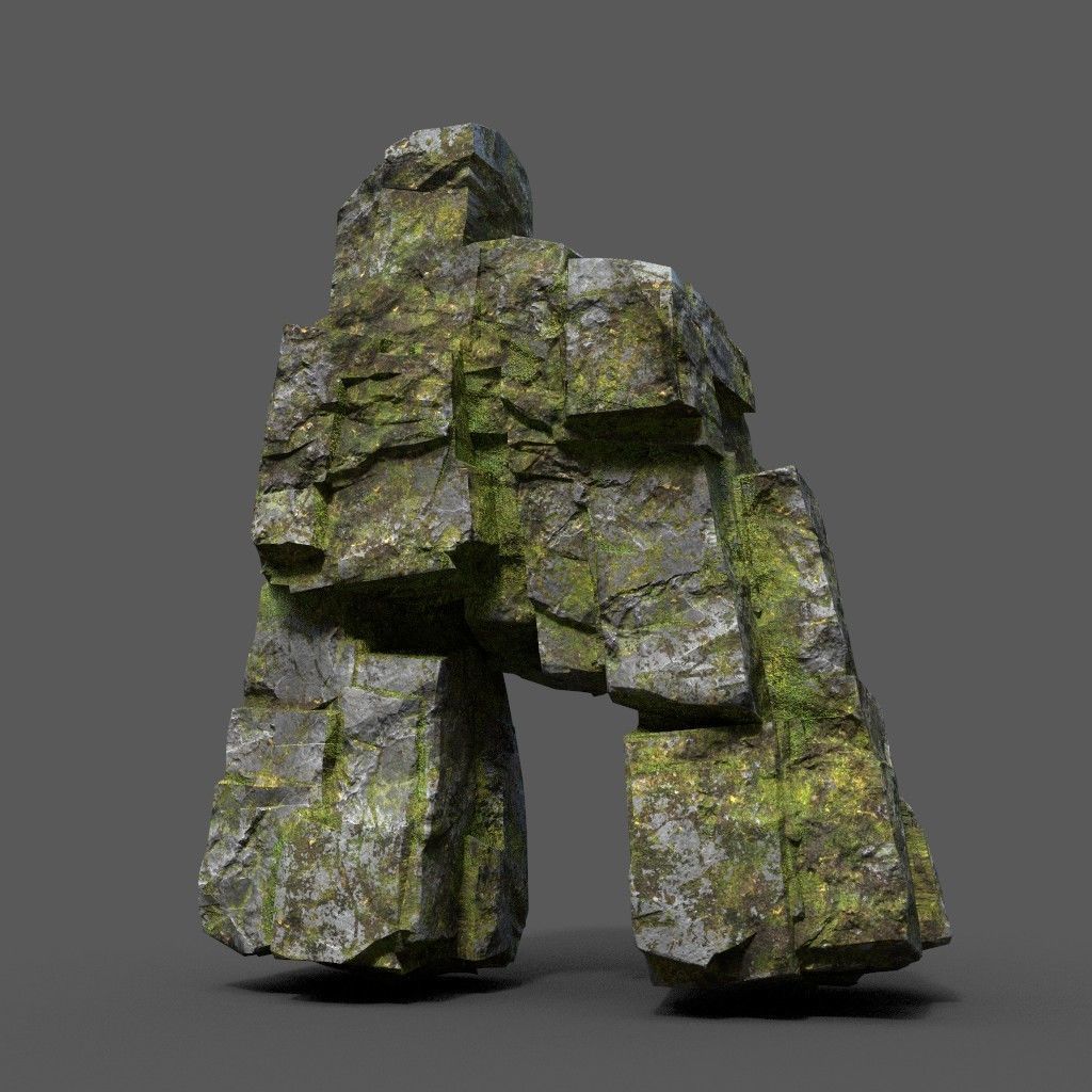 Low poly Sharp Rock Block 191219 Low-poly 3D model_34