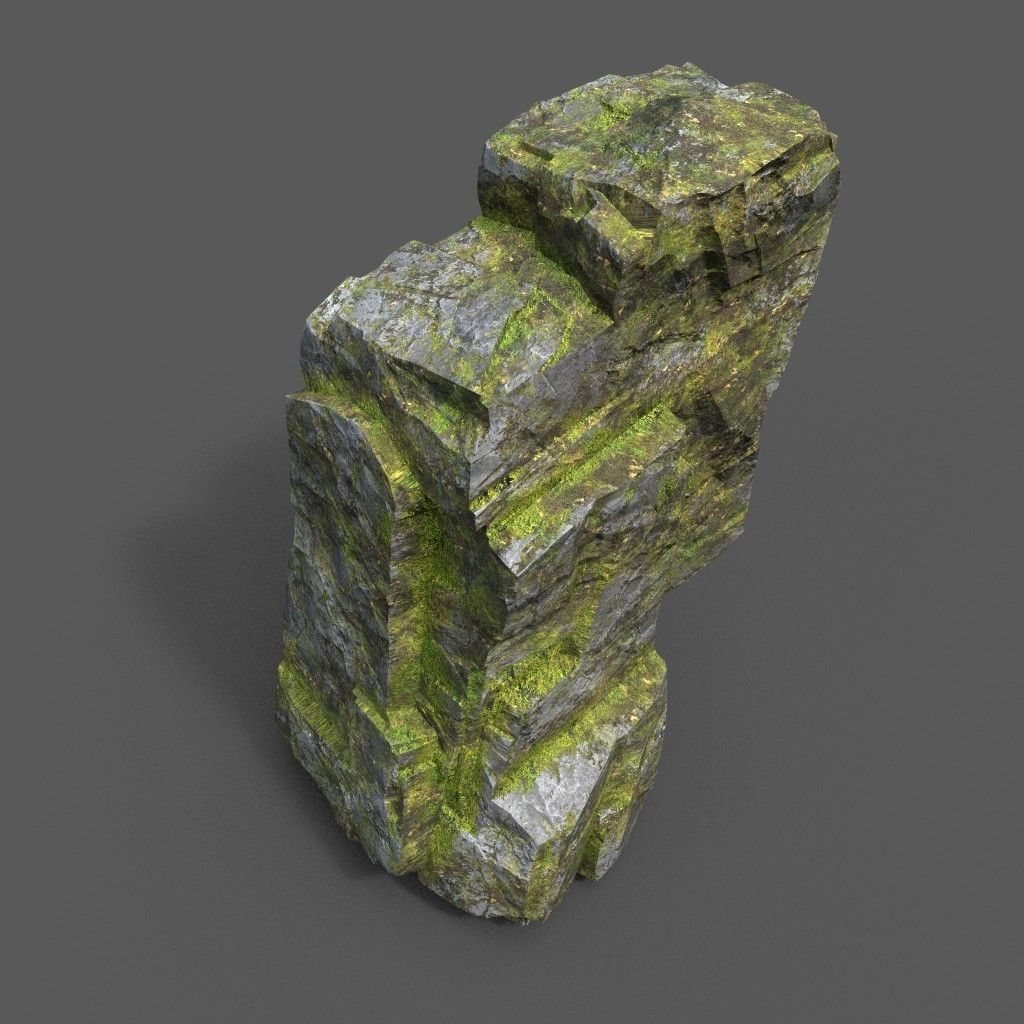 Low poly Sharp Rock Block 191219 Low-poly 3D model_40