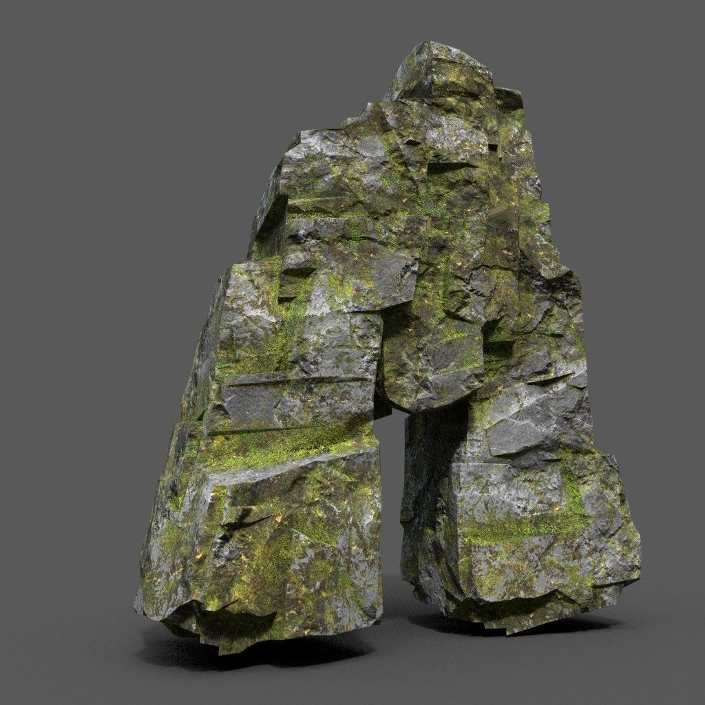 Low poly Sharp Rock Block 191219 Low-poly 3D model_35