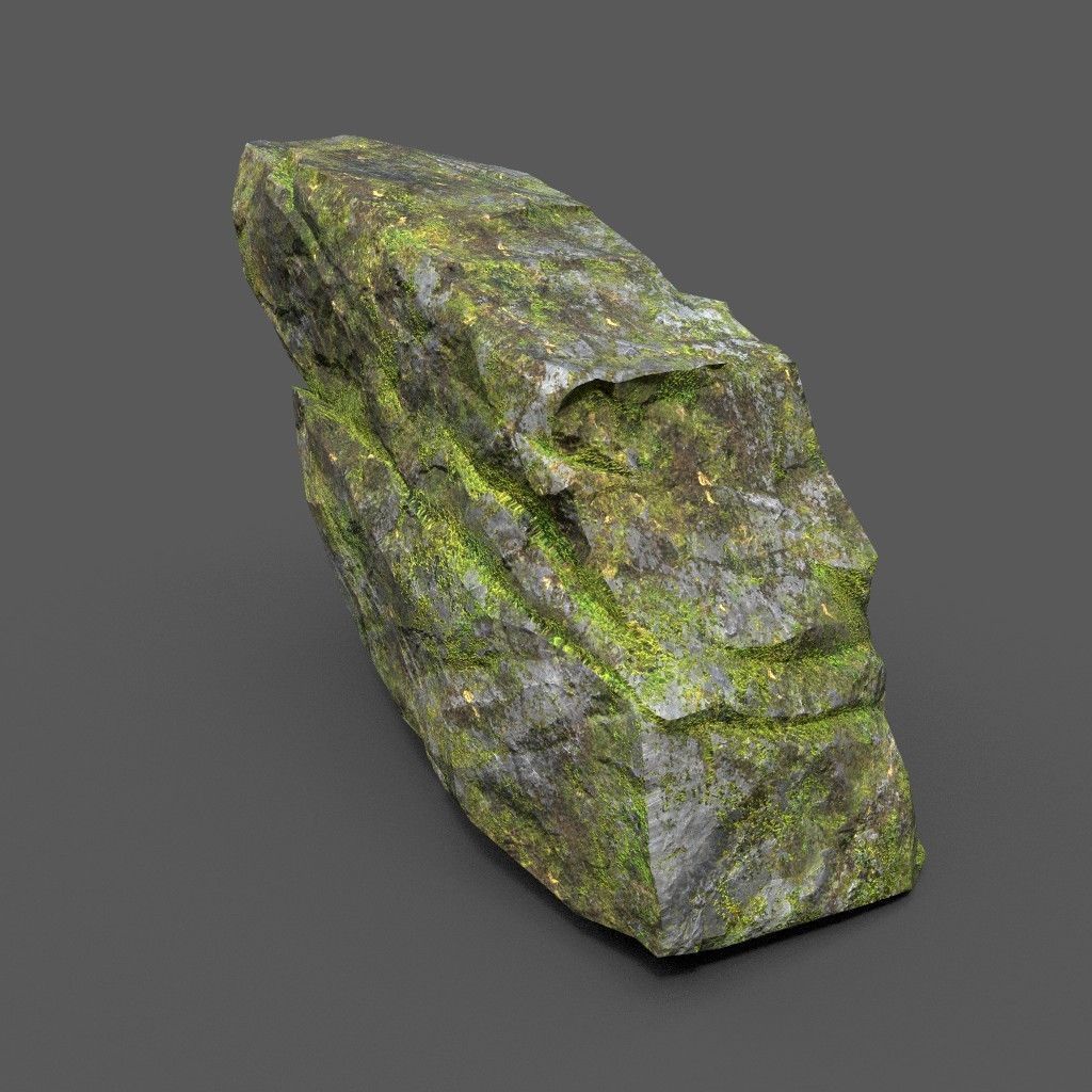 Low poly Sharp Rock Block 191219 Low-poly 3D model_15