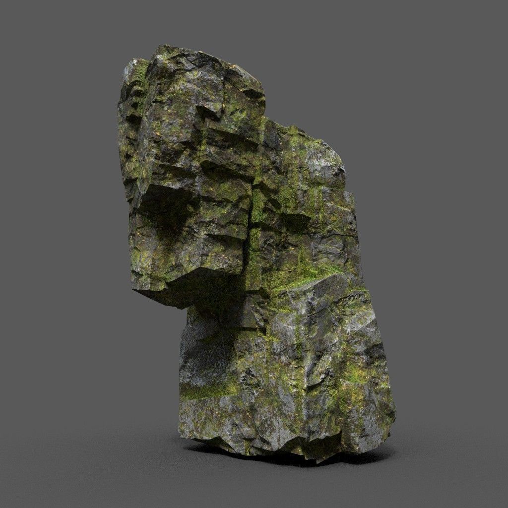 Low poly Sharp Rock Block 191219 Low-poly 3D model_38