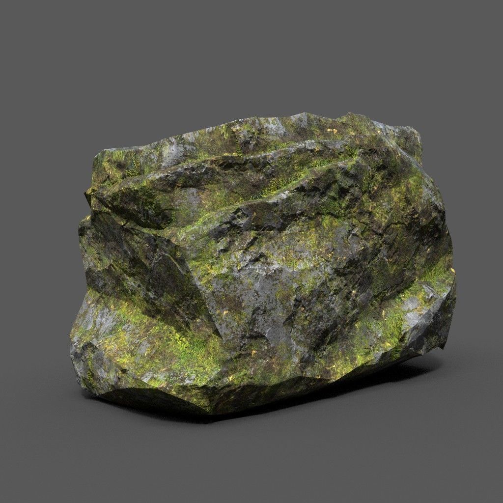 Low poly Sharp Rock Block 191219 Low-poly 3D model_6