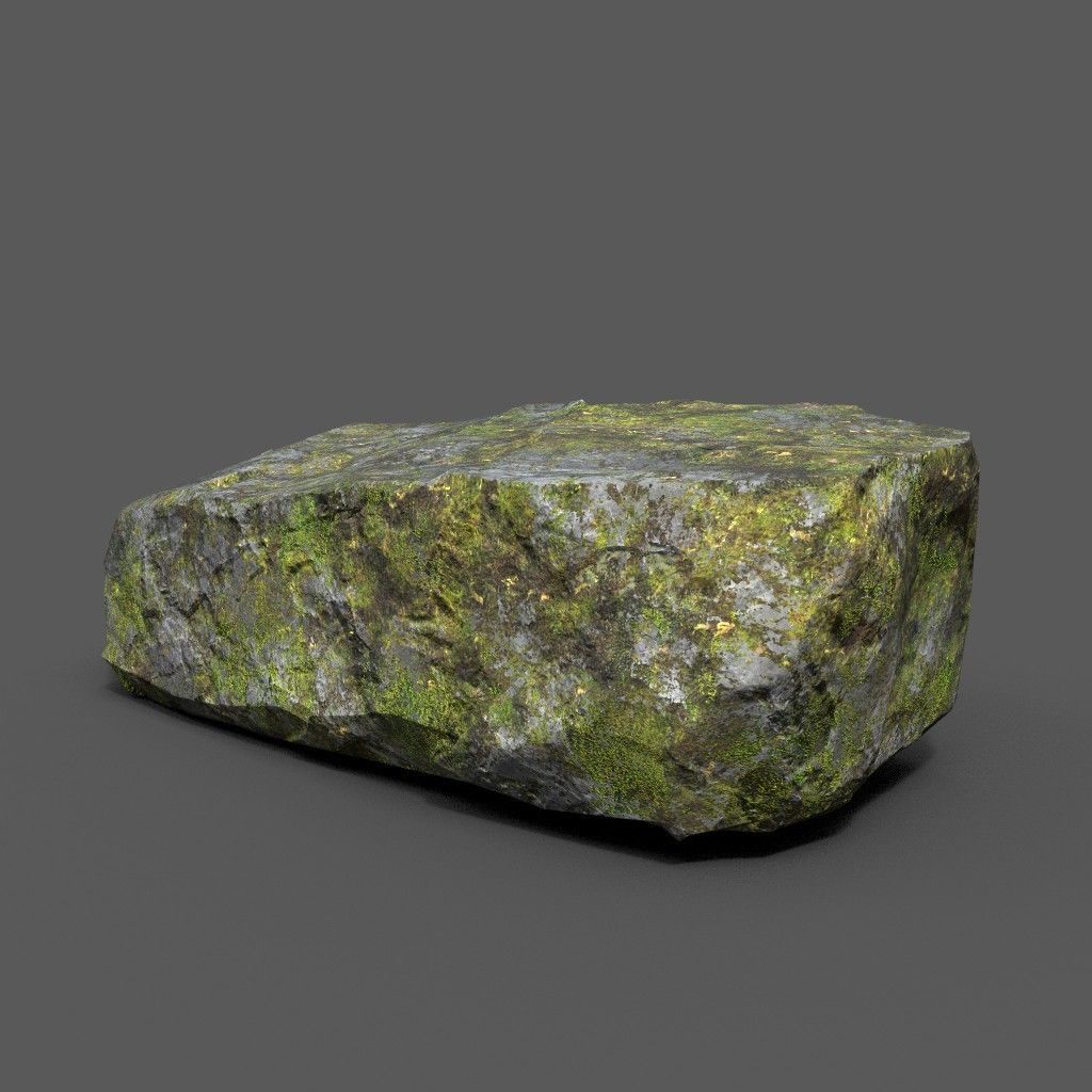 Low poly Sharp Rock Block 191219 Low-poly 3D model_2
