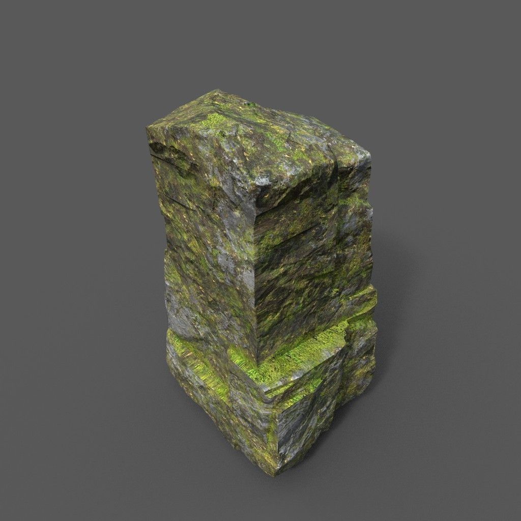 Low poly Sharp Rock Block 191219 Low-poly 3D model_28
