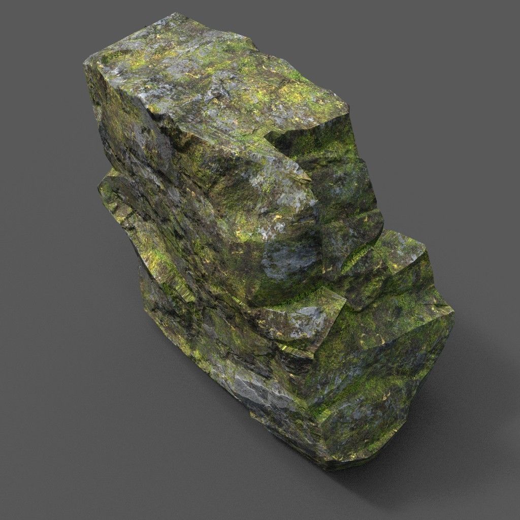 Low poly Sharp Rock Block 191219 Low-poly 3D model_12