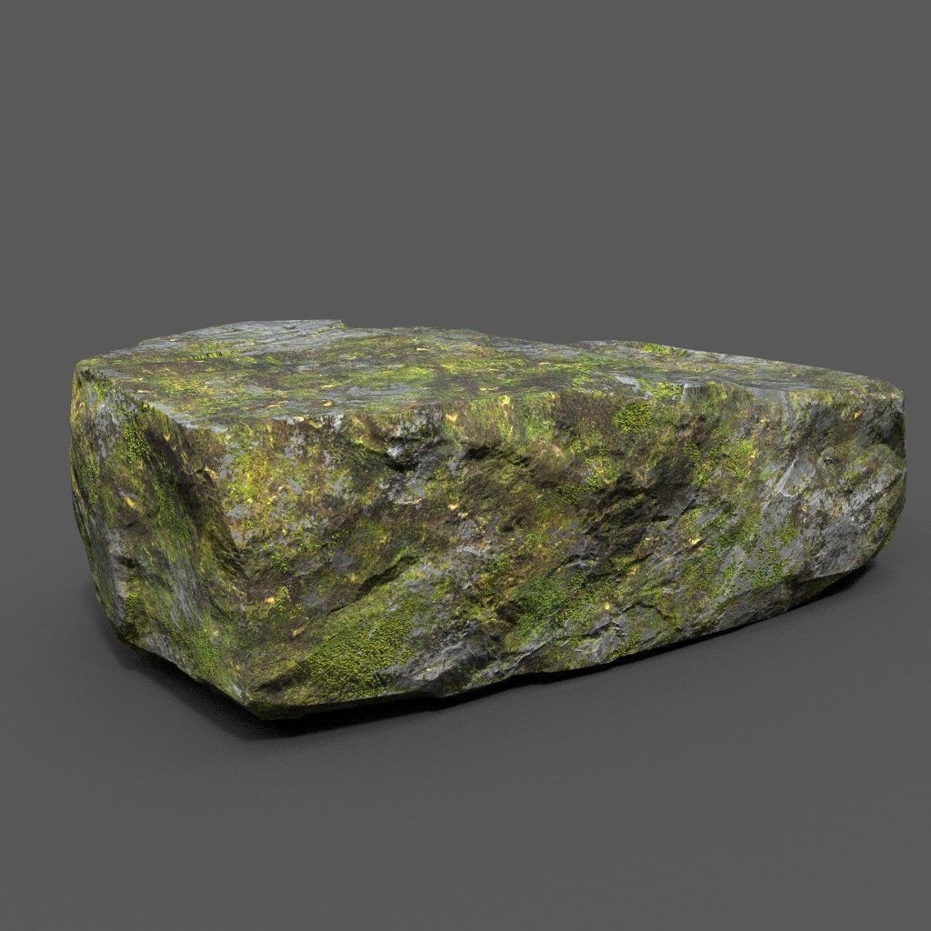 Low poly Sharp Rock Block 191219 Low-poly 3D model_3