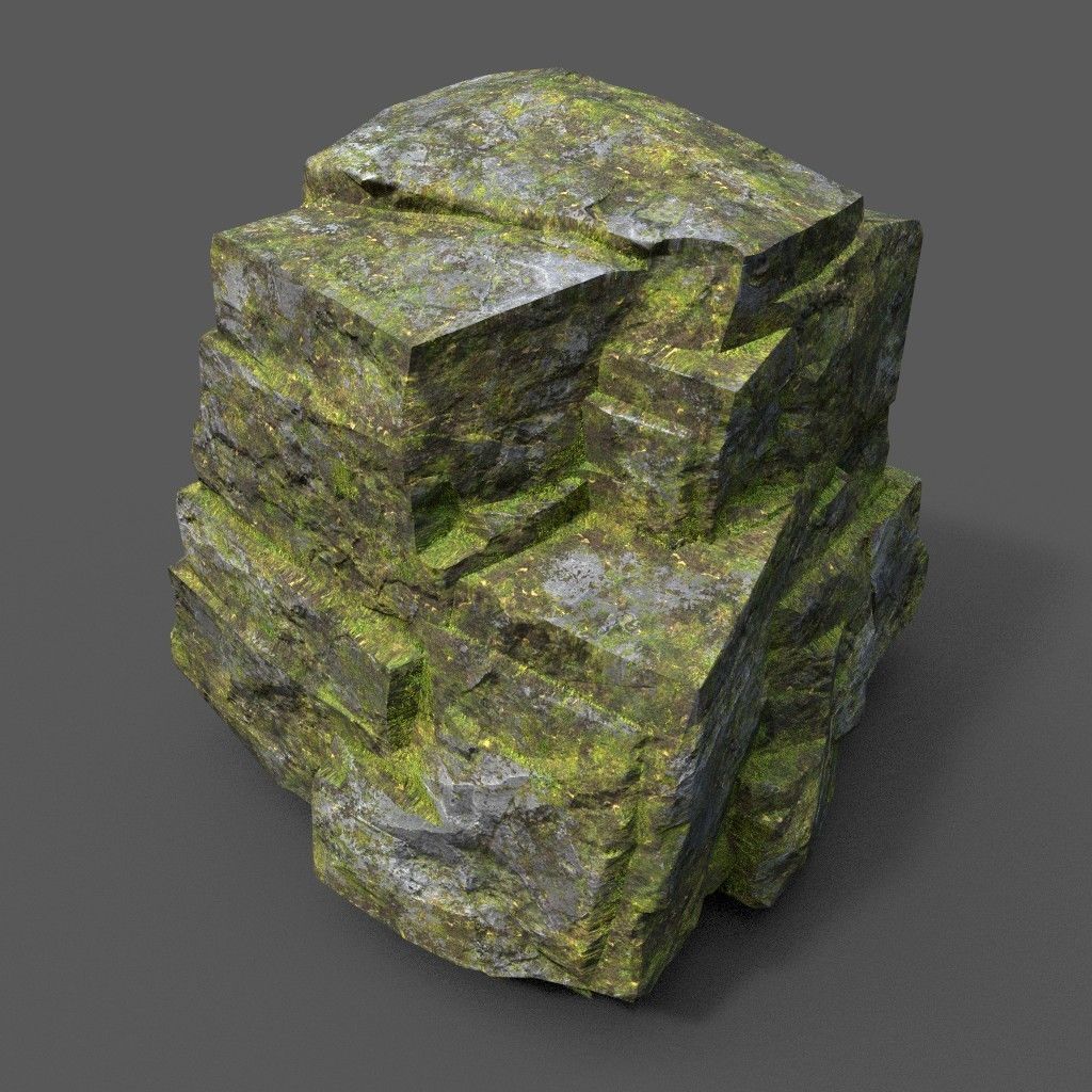 Low poly Sharp Rock Block 191219 Low-poly 3D model_32
