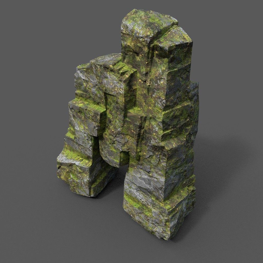 Low poly Sharp Rock Block 191219 Low-poly 3D model_36