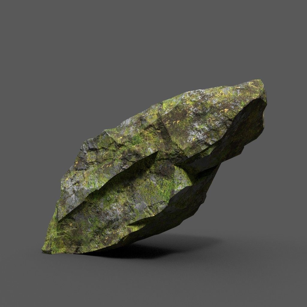 Low poly Sharp Rock Block 191219 Low-poly 3D model_16