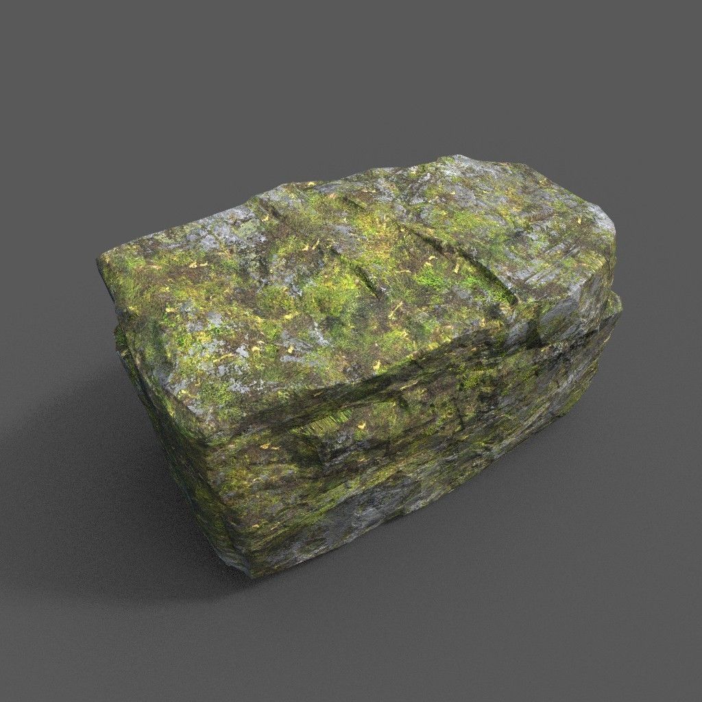 Low poly Sharp Rock Block 191219 Low-poly 3D model_8
