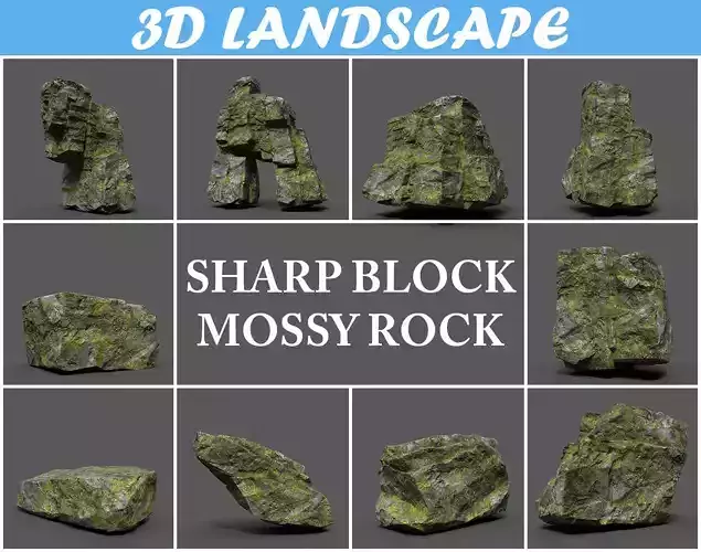 Low poly Sharp Rock Block 191219