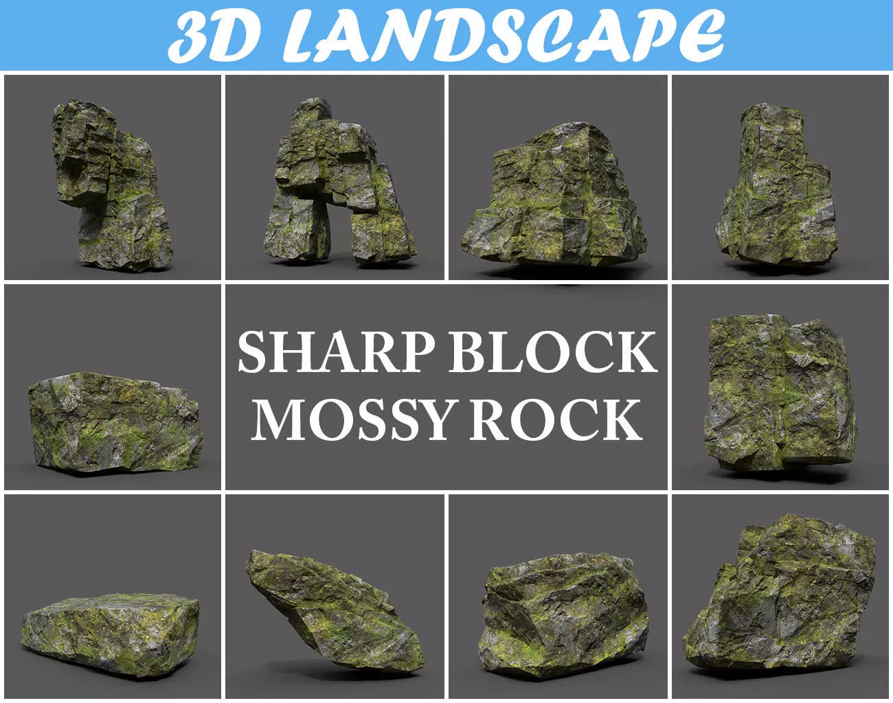 Low poly Sharp Rock Block 191219 Low-poly 3D model_0