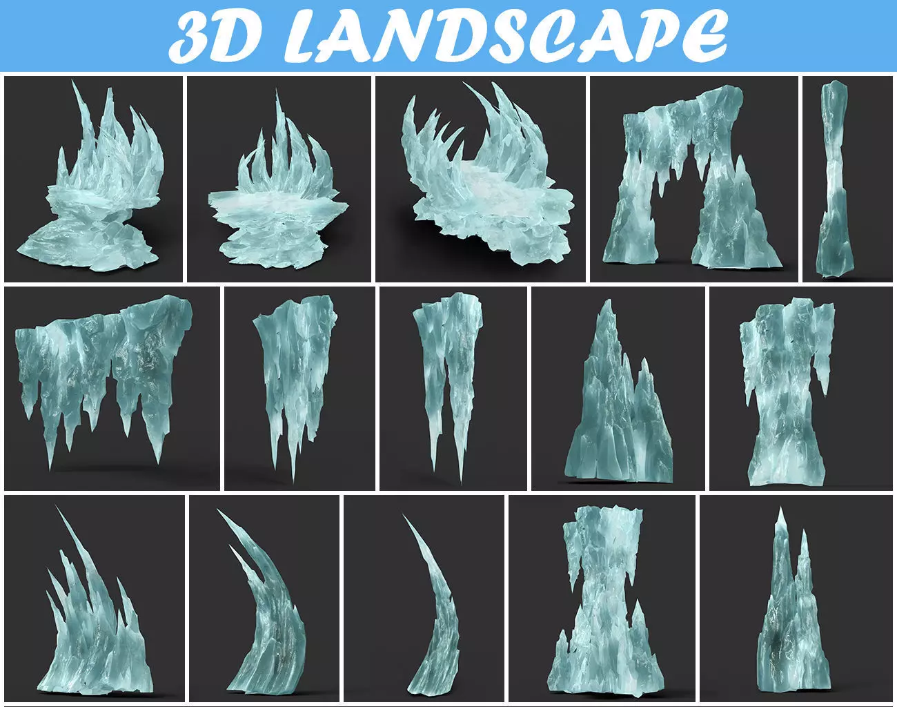 Low poly Sharp Ice Column Low-poly 3D model_0