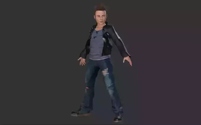 Low poly teen character with morphs