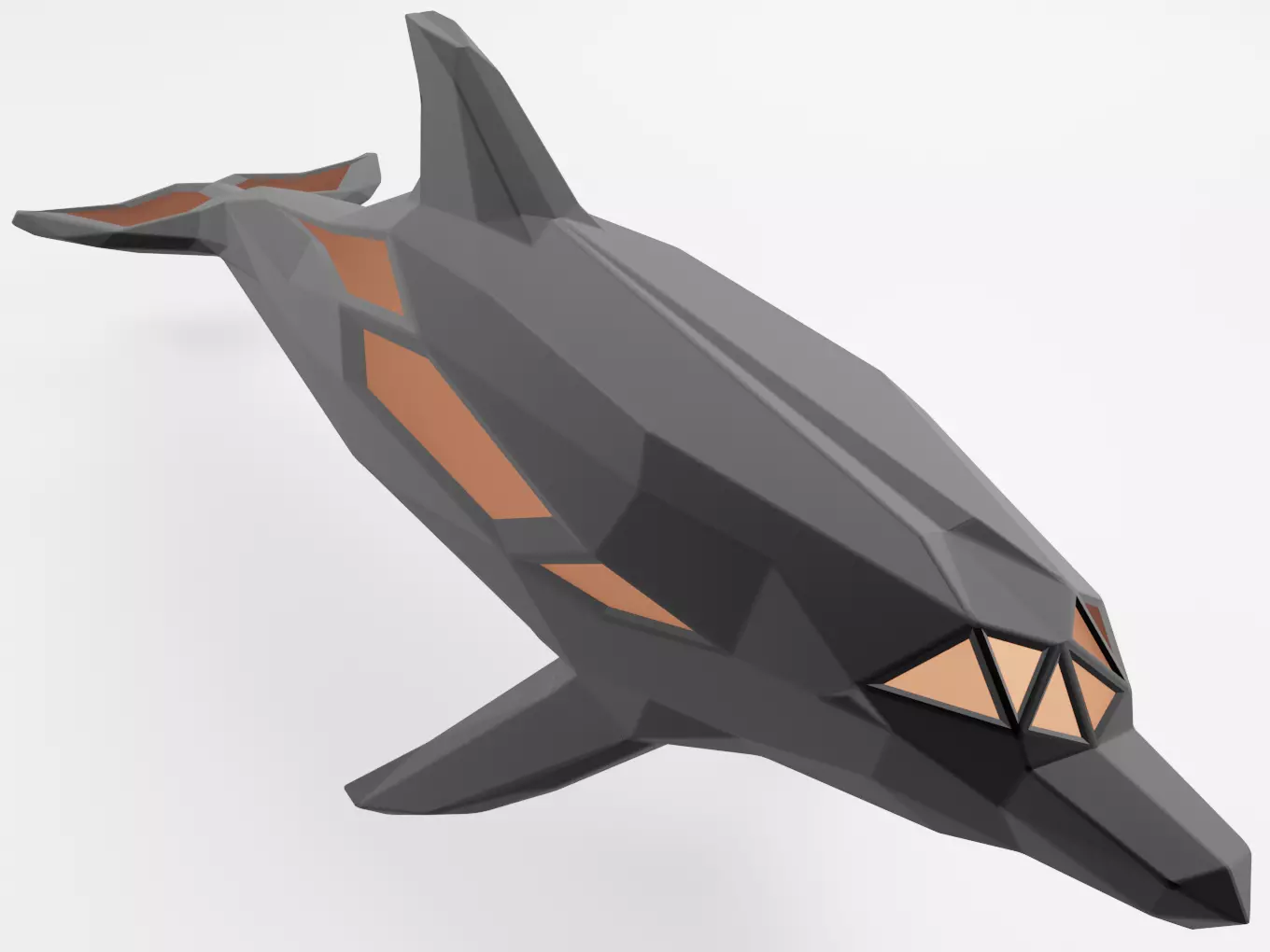 Polygonal Dolphin Parametric 3D print model_0