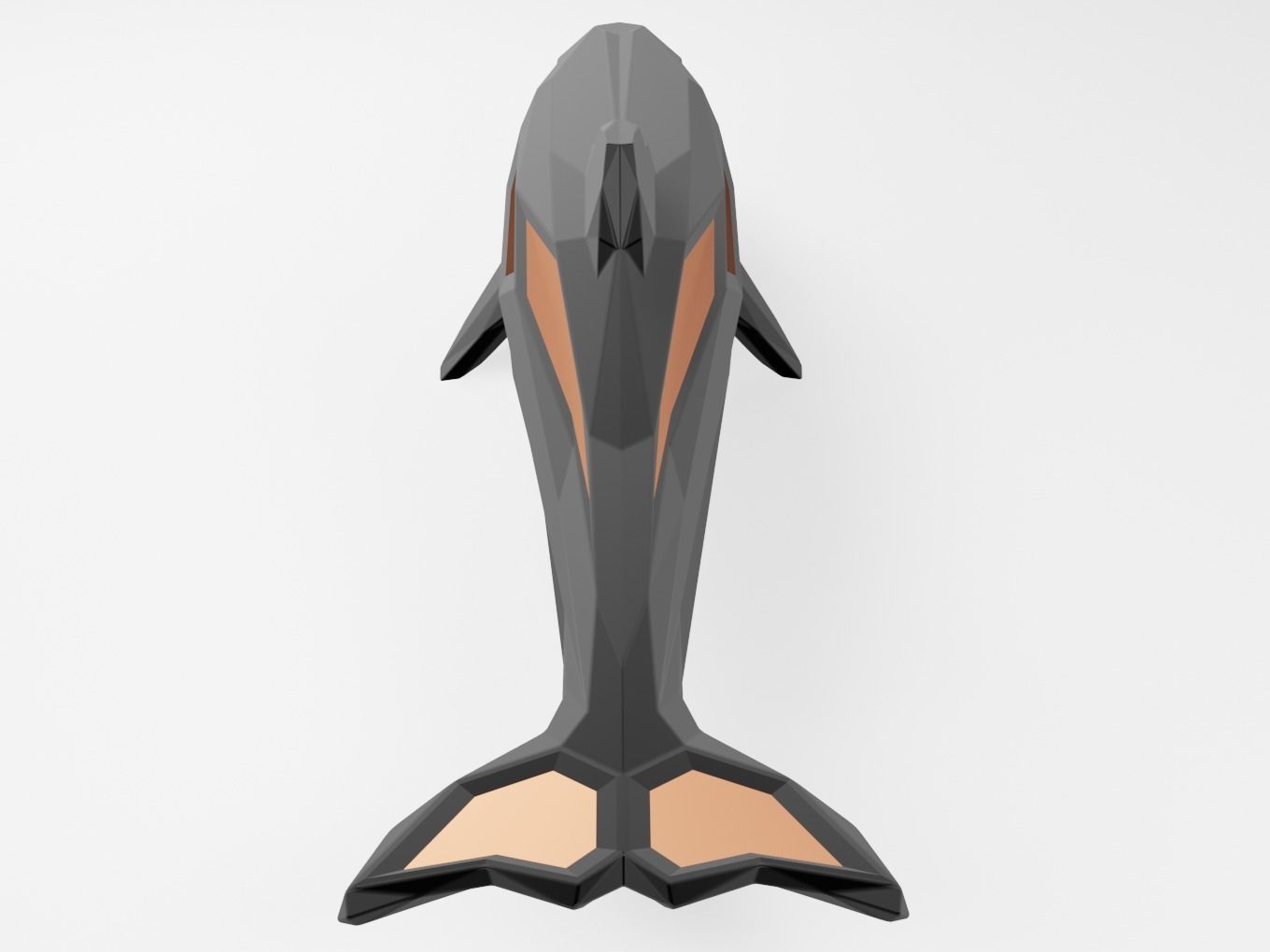 Polygonal Dolphin Parametric 3D print model_5