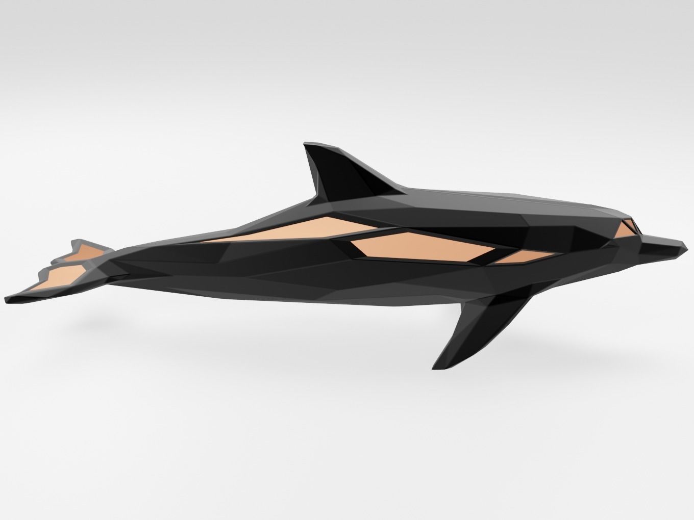 Polygonal Dolphin Parametric 3D print model_2