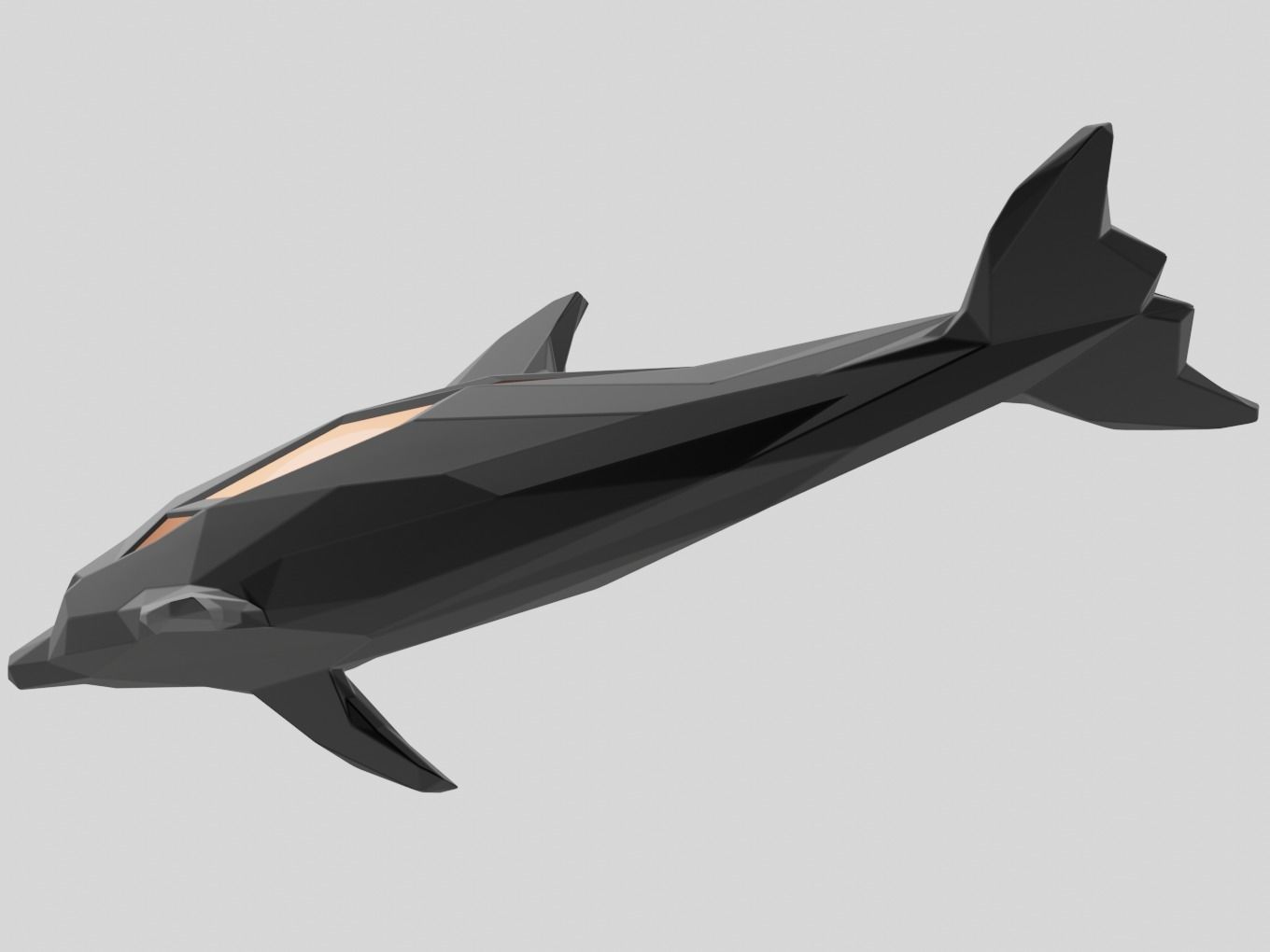 Polygonal Dolphin Parametric 3D print model_6