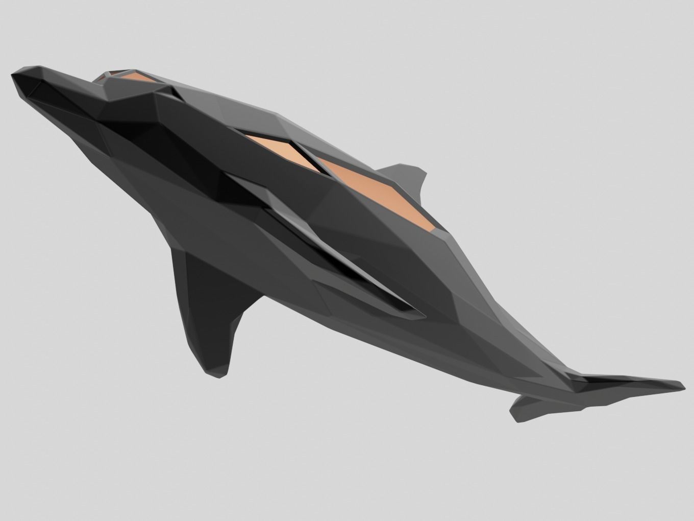 Polygonal Dolphin Parametric 3D print model_7