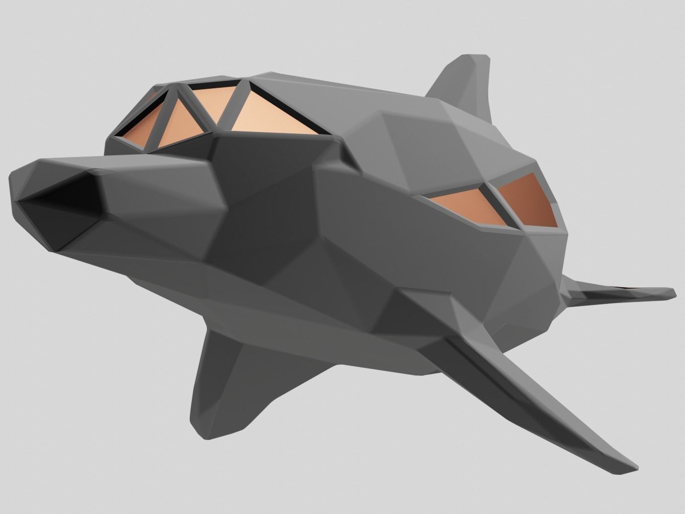 Polygonal Dolphin Parametric 3D print model_8