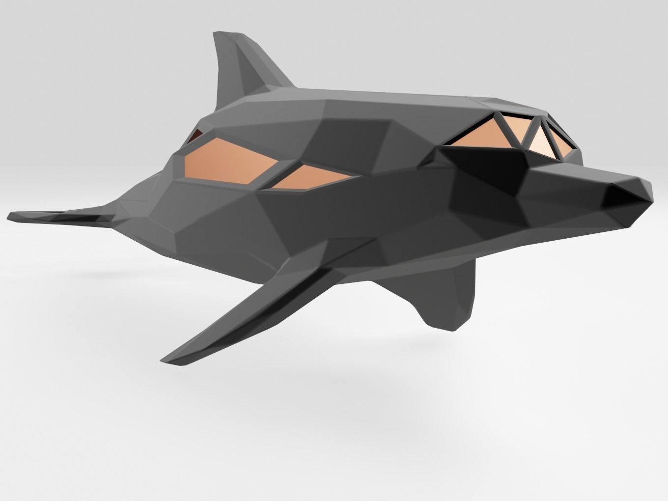 Polygonal Dolphin Parametric 3D print model_1