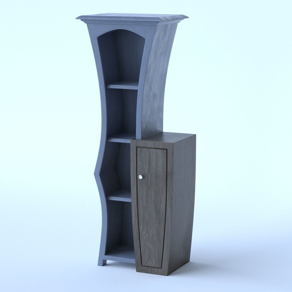 Cupboard bookcase with two doors 3D model_1