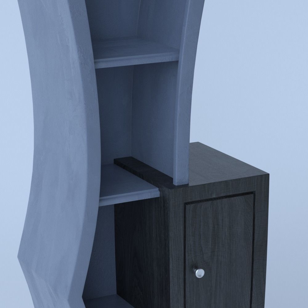 Cupboard bookcase with two doors 3D model_5