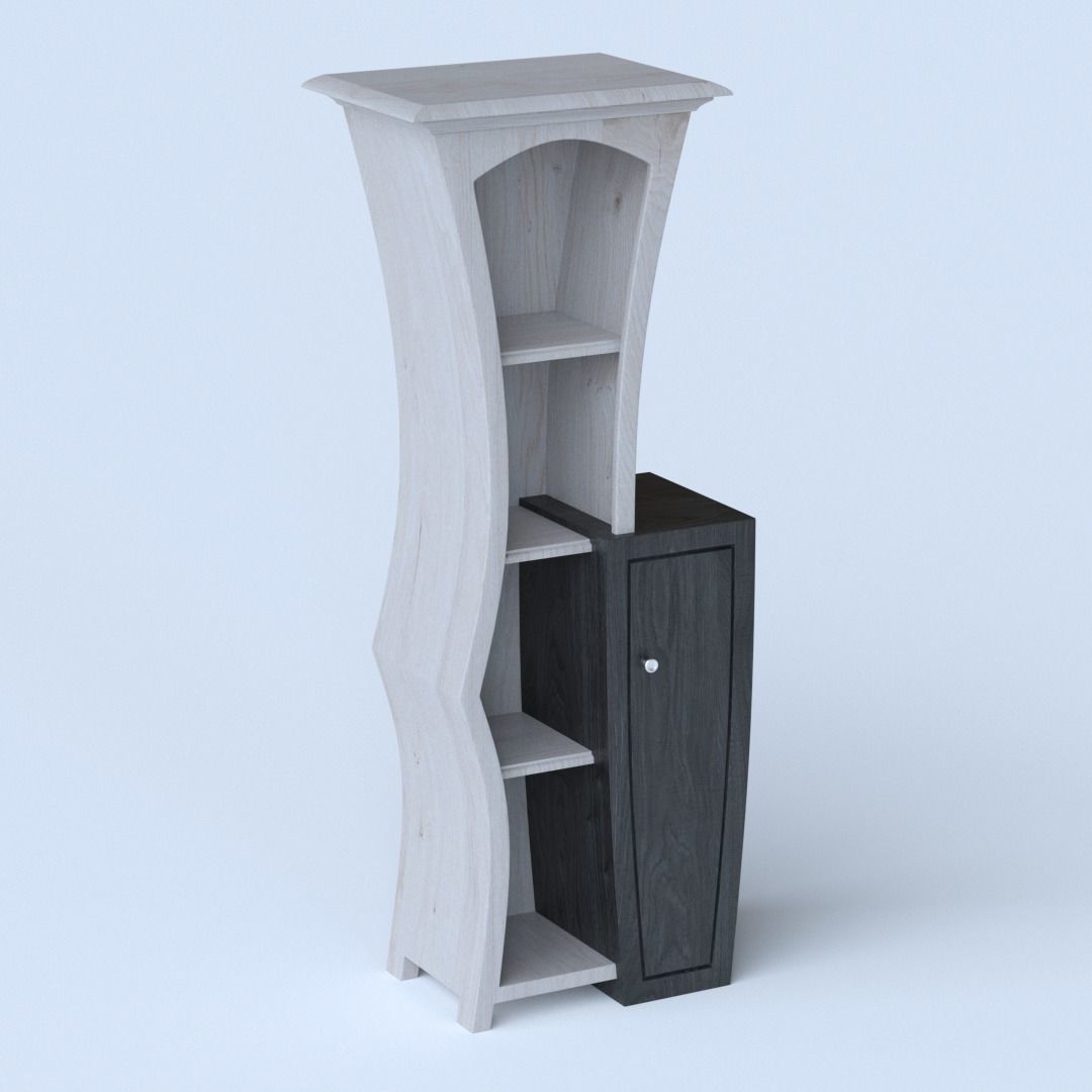 Cupboard bookcase with two doors 3D model_3